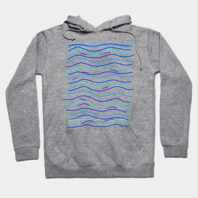 blue purple watercolor waves design Hoodie by Artistic_st